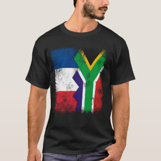 Frankrijk Zuid-Afrika vlaggen half Zuid-Afrikaans T-shirt