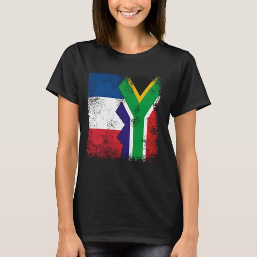 Frankrijk Zuid-Afrika vlaggen half Zuid-Afrikaans T-shirt (Voorkant)