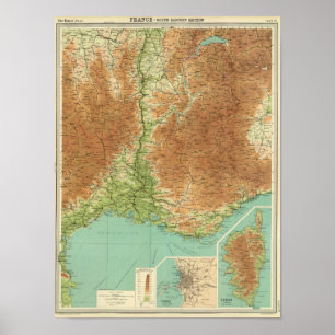 Frankrijk zuidoostelijke sectie Corsica Marseille Poster