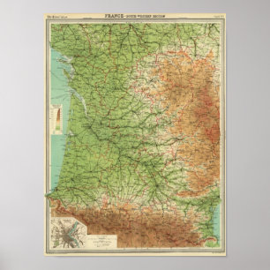 Frankrijk zuidwestelijk deel Bordeaux Poster