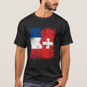 Frankrijk Zwitserland vlaggen half Zwitserse Frans T-shirt