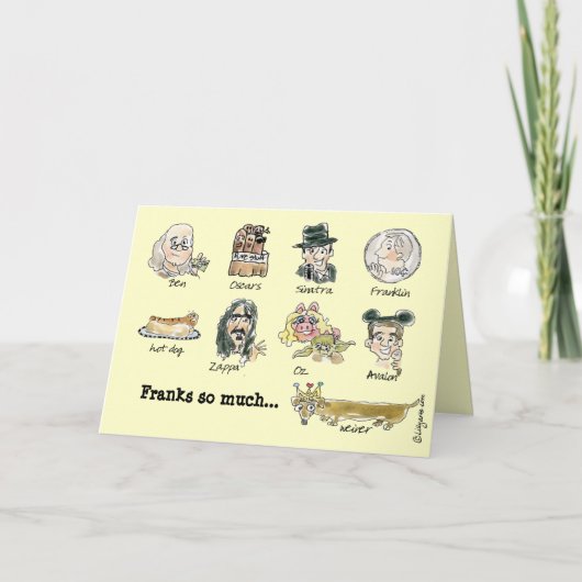 Franks heel erg bedankt Grappige Cartoon Kaart (Voorkant)
