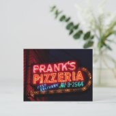 Franks Pizza op Belmont,  Chicago Neon Sign Briefkaart (Staand voorkant)