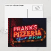 Franks Pizza op Belmont,  Chicago Neon Sign Briefkaart (Voorkant / Achterkant)