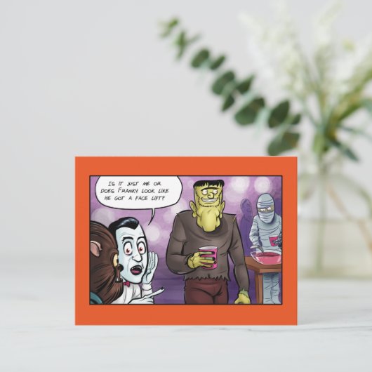 Franky's Face Lift Halloween Briefkaart (Staand voorkant)