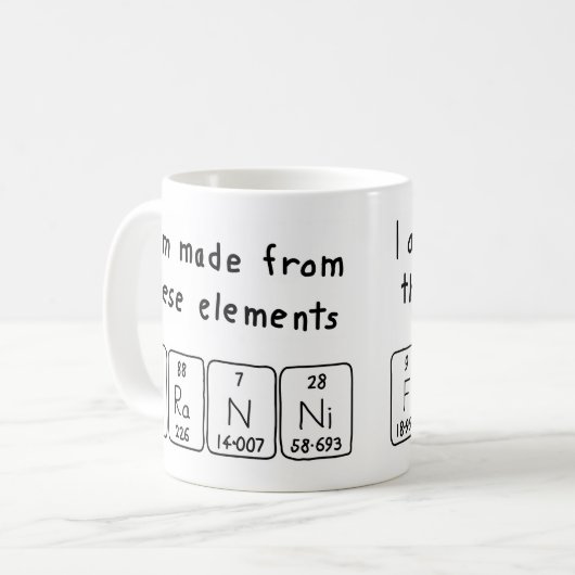 Franni periodieke lijstnaam mok (Voorkant links)