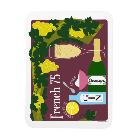 Frans 75 Champagne Cocktail Magneet (Verticaal)