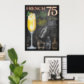 Frans 75 Cocktail Recept Chalkboard Bar Art Poster (Thuiskantoor)