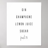Frans 75 Cocktail Recipe Poster (Voorkant)
