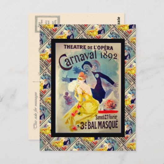  Frans adverteren, Carnival 1892 Briefkaart (Voorkant / Achterkant)