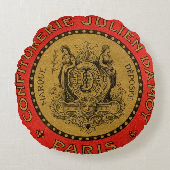  Frans Adverteren Sierkussen labels Rond Kussen (Voorkant)