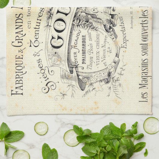 Frans Afbeelding op keukenafval en keukenafval Theedoek (Gevouwen)