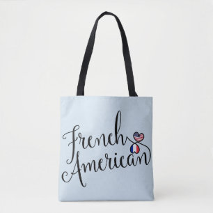 Frans-Amerikaanse getwind harten-grocery-tas Tote Bag