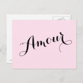 Frans Amour Liefde Roze en Zwart Chic Parijzenaar Briefkaart (Voorkant / Achterkant)