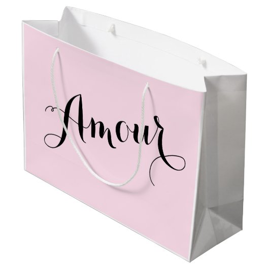 Frans Amour Liefde Roze en Zwart Chic Parijzenaar Large Cadeautasje (Achterkant Gekanteld)