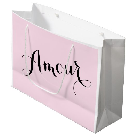 Frans Amour Liefde Roze en Zwart Chic Parijzenaar Large Cadeautasje (Voorkant Gekanteld)