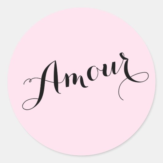 Frans Amour Liefde Roze en Zwart Chic Parijzenaar Ronde Sticker (Voorkant)