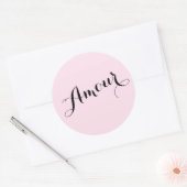 Frans Amour Liefde Roze en Zwart Chic Parijzenaar Ronde Sticker (Envelop)