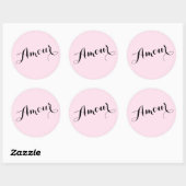 Frans Amour Liefde Roze en Zwart Chic Parijzenaar Ronde Sticker (Vel)