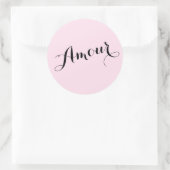 Frans Amour Liefde Roze en Zwart Chic Parijzenaar Ronde Sticker (Tas)