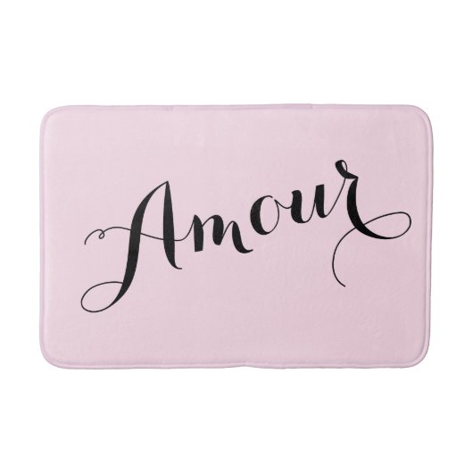Frans Amour Love Pink en Black Chic Parisian Badmat (Voorkant)