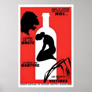 Frans Anti Alcohol Poster Vintage Keuken Bar Kunst