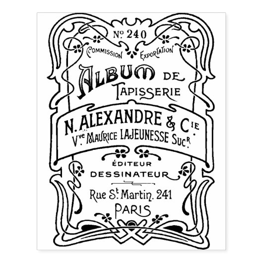 Frans Antiek Art Deco Ephemera Stamp Rubberstempel (Afrduk)