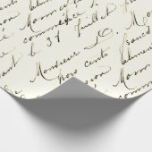 Frans Antiek Script Sepia Wrapping Paper Cadeaupapier (Hoek)