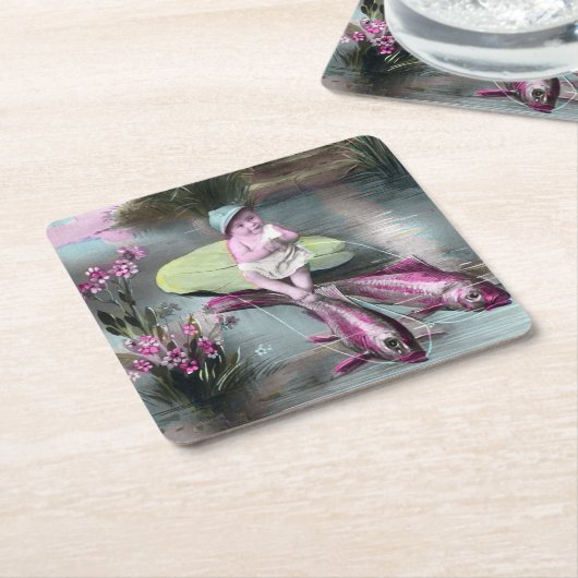 Frans April Fool Pistcard Kartonnen Onderzetters (Schuin)