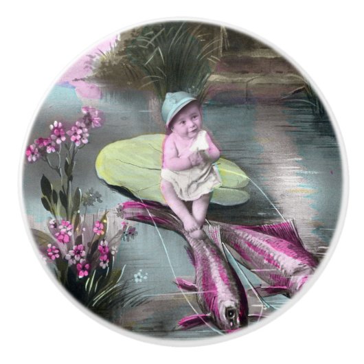  Frans April Fool Pistcard Keramische Knop (Voorkant)