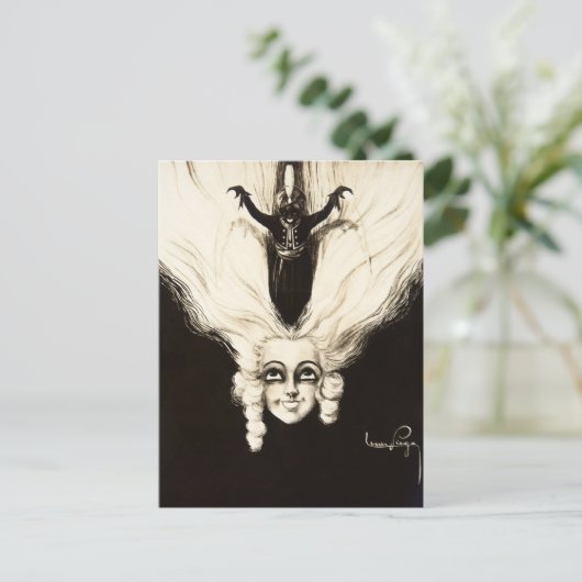 Frans Aristocrat Wig Hair Marionette Briefkaart (Staand voorkant)