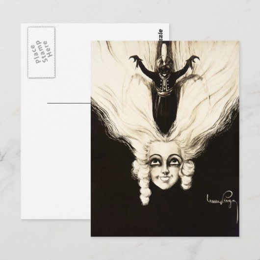 Frans Aristocrat Wig Hair  Marionette Briefkaart (Voorkant / Achterkant)