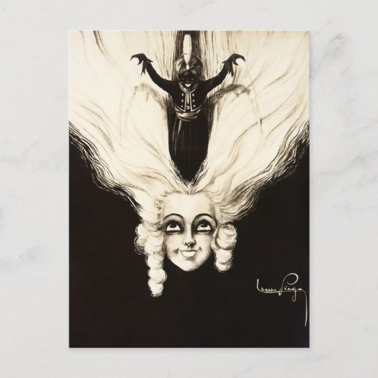 Frans Aristocrat Wig Hair Marionette Briefkaart (Voorkant)