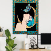 Frans Art Deco - Butterfly Kiss Poster (Thuiskantoor)