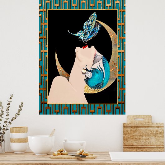 Frans Art Deco - Butterfly Kiss Poster (Keuken)