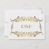 Frans Art Deco Ivory White Gold Foil Wedding RSVP (Voorkant)