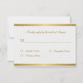 Frans Art Deco Ivory White Gold Foil Wedding RSVP (Achterkant)