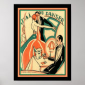 Frans Art Deco "J'ai Vu Danser" Poster 12x16 (Voorkant)