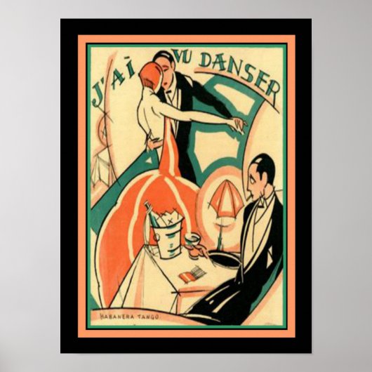 Frans Art Deco "J'ai Vu Danser" Poster 12x16 (Voorkant)