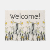 Frans Art Nouveau Daffodil Flower Welkom Doormat Deurmat (Voorkant)