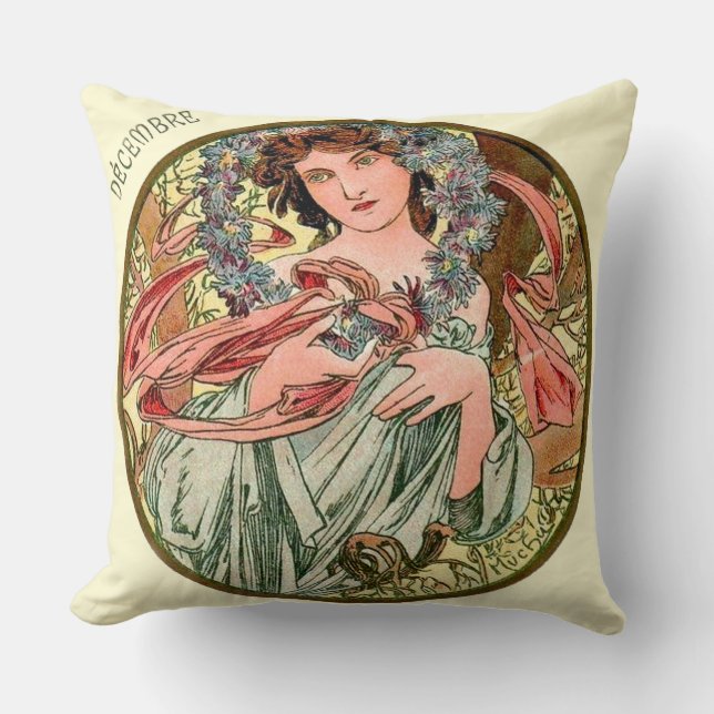 Frans Art Nouveau December Kussen (Voorkant)