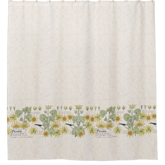 Frans Art Nouveau Ficaire Flowers Shower Curtain Douchegordijn (Voorkant)