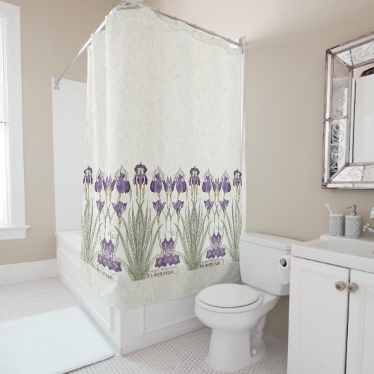Frans Art Nouveau Iris Flowers Shower Curtain Douchegordijn (In situ)