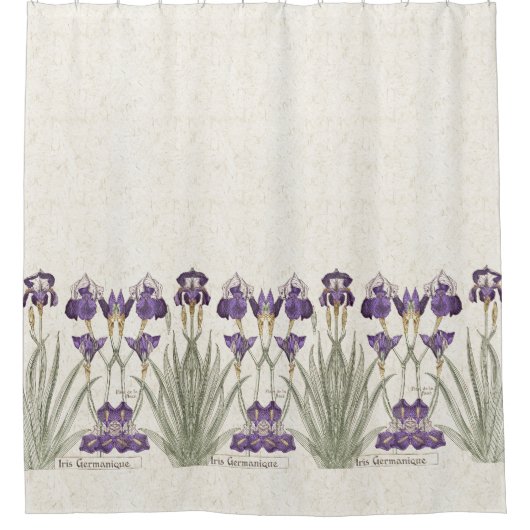 Frans Art Nouveau Iris Flowers Shower Curtain Douchegordijn (Voorkant)