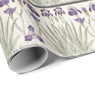 Frans Art Nouveau Iris Flowers Wrapping Paper Cadeaupapier