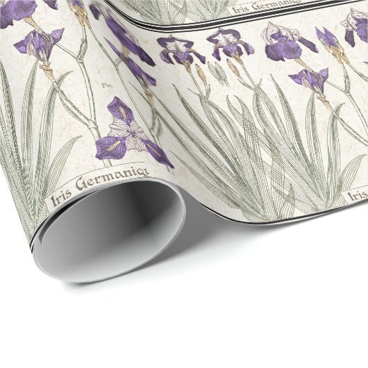 Frans Art Nouveau Iris Flowers Wrapping Paper Cadeaupapier (Rol Hoek)