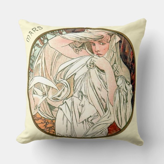 Frans Art Nouveau Maartkussen Kussen (Voorkant)
