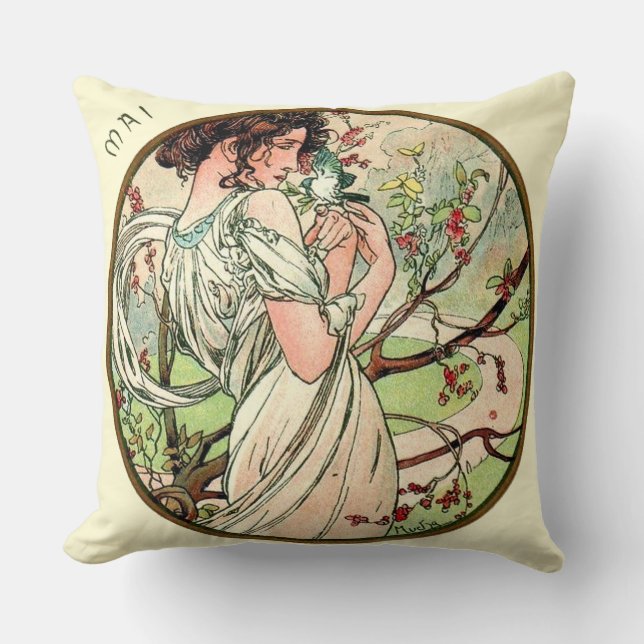 Frans Art Nouveau May Cushion Kussen (Voorkant)