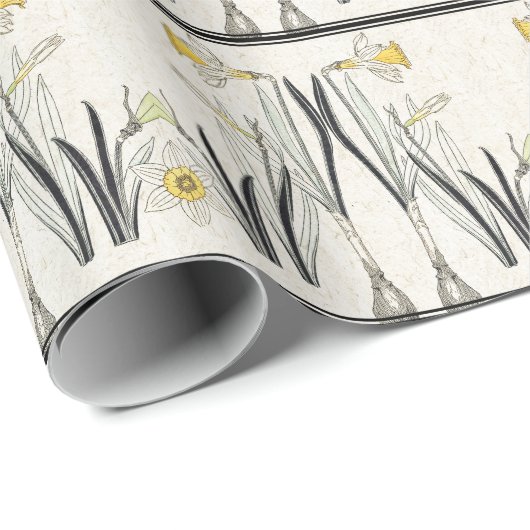 Frans Art Nouveau Narcissus Flower Wrapping Paper Cadeaupapier (Rol Hoek)