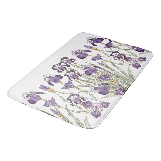 Frans Art Nouveau Paars Iris Flowers Bathmat Badmat (Gekanteld)
